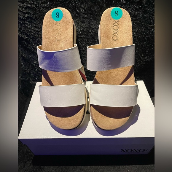 XOXO brand, white sandals. Size 8